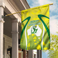 Cricket Australian Garden Flag Map Silhouette With Green And Gold Geometric Pattern