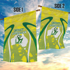 Cricket Australian Garden Flag Map Silhouette With Green And Gold Geometric Pattern