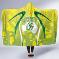 Cricket Australian Hooded Blanket Map Silhouette With Green And Gold Geometric Pattern