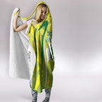 Cricket Australian Hooded Blanket Map Silhouette With Green And Gold Geometric Pattern
