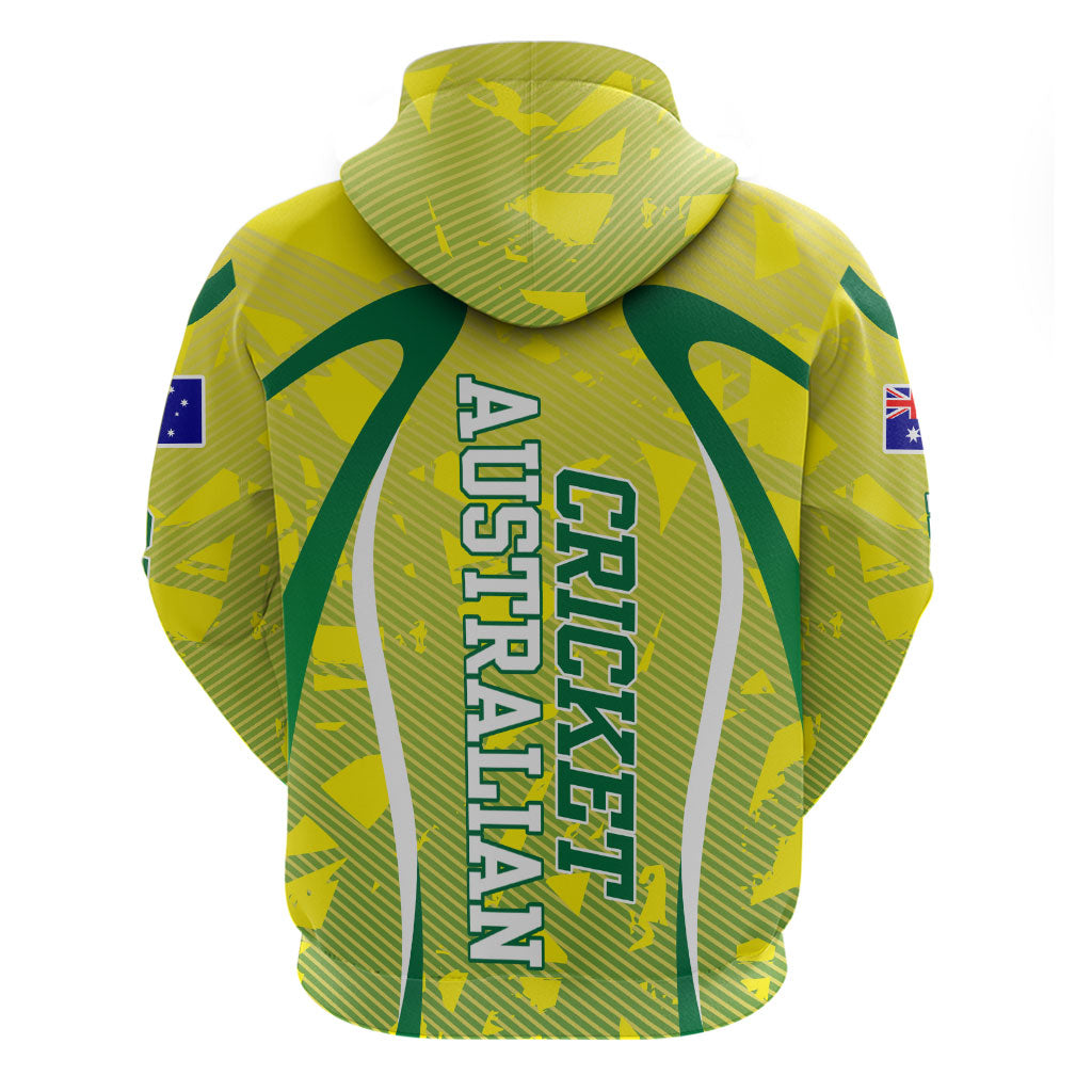 Cricket Australian Hoodie Map Silhouette With Green And Gold Geometric Pattern