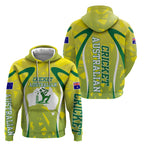 Cricket Australian Hoodie Map Silhouette With Green And Gold Geometric Pattern