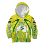 Cricket Australian Kid Hoodie Map Silhouette With Green And Gold Geometric Pattern