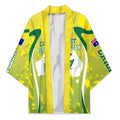 Cricket Australian Kimono Map Silhouette With Green And Gold Geometric Pattern