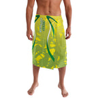 Cricket Australian Lavalava Map Silhouette With Green And Gold Geometric Pattern