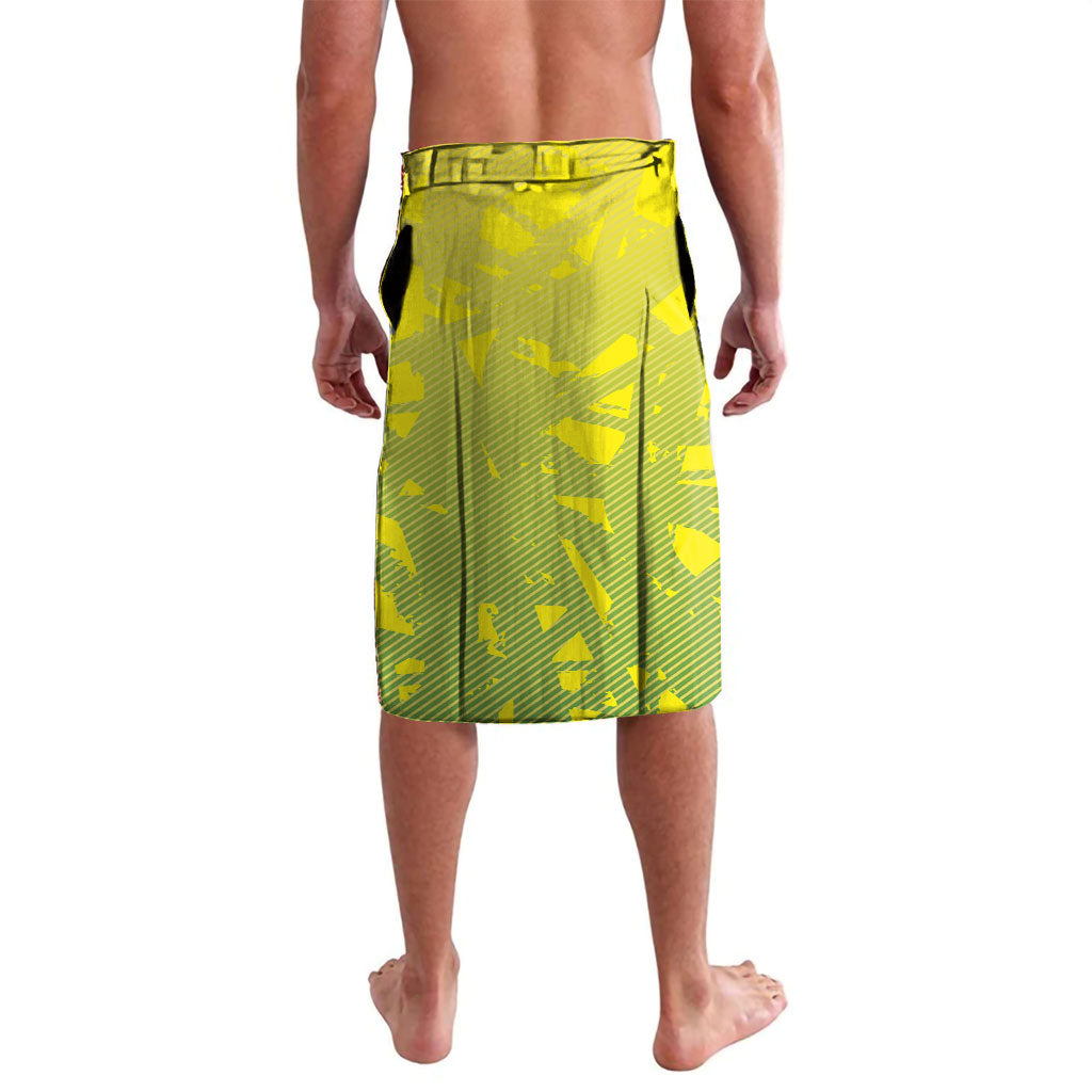 Cricket Australian Lavalava Map Silhouette With Green And Gold Geometric Pattern