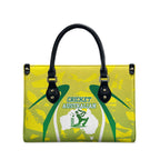 Cricket Australian Leather Bag Map Silhouette With Green And Gold Geometric Pattern