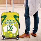 Cricket Australian Luggage Cover Map Silhouette With Green And Gold Geometric Pattern