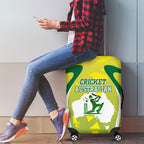 Cricket Australian Luggage Cover Map Silhouette With Green And Gold Geometric Pattern