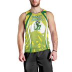Cricket Australian Men Tank Top Map Silhouette With Green And Gold Geometric Pattern