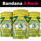 Cricket Australian Neck Gaiter Map Silhouette With Green And Gold Geometric Pattern