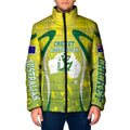 Cricket Australian Padded Jacket Map Silhouette With Green And Gold Geometric Pattern