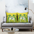 Cricket Australian Pillow Cover Map Silhouette With Green And Gold Geometric Pattern