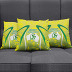 Cricket Australian Pillow Cover Map Silhouette With Green And Gold Geometric Pattern