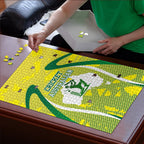 Cricket Australian Puzzle Map Silhouette With Green And Gold Geometric Pattern