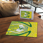 Cricket Australian Puzzle Map Silhouette With Green And Gold Geometric Pattern