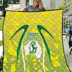 Cricket Australian Quilt Map Silhouette With Green And Gold Geometric Pattern
