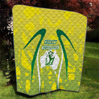 Cricket Australian Quilt Map Silhouette With Green And Gold Geometric Pattern