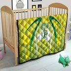 Cricket Australian Quilt Map Silhouette With Green And Gold Geometric Pattern
