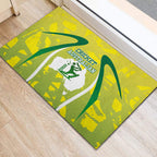 Cricket Australian Rubber Doormat Map Silhouette With Green And Gold Geometric Pattern