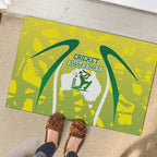 Cricket Australian Rubber Doormat Map Silhouette With Green And Gold Geometric Pattern