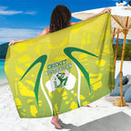 Cricket Australian Sarong Map Silhouette With Green And Gold Geometric Pattern