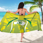 Cricket Australian Sarong Map Silhouette With Green And Gold Geometric Pattern