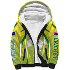 Cricket Australian Sherpa Hoodie Map Silhouette With Green And Gold Geometric Pattern