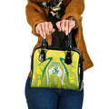 Cricket Australian Shoulder Handbag Map Silhouette With Green And Gold Geometric Pattern