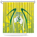 Cricket Australian Shower Curtain Map Silhouette With Green And Gold Geometric Pattern