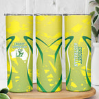 Cricket Australian Skinny Tumbler Map Silhouette With Green And Gold Geometric Pattern
