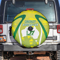 Cricket Australian Spare Tire Cover Map Silhouette With Green And Gold Geometric Pattern