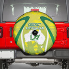 Cricket Australian Spare Tire Cover Map Silhouette With Green And Gold Geometric Pattern