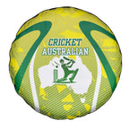 Cricket Australian Spare Tire Cover Map Silhouette With Green And Gold Geometric Pattern