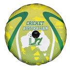Cricket Australian Spare Tire Cover Map Silhouette With Green And Gold Geometric Pattern