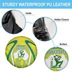 Cricket Australian Spare Tire Cover Map Silhouette With Green And Gold Geometric Pattern