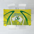 Cricket Australian Tablecloth Map Silhouette With Green And Gold Geometric Pattern