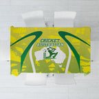 Cricket Australian Tablecloth Map Silhouette With Green And Gold Geometric Pattern
