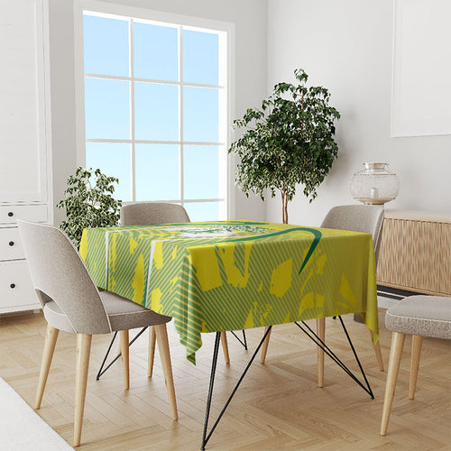 Cricket Australian Tablecloth Map Silhouette With Green And Gold Geometric Pattern