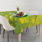Cricket Australian Tablecloth Map Silhouette With Green And Gold Geometric Pattern