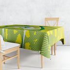 Cricket Australian Tablecloth Map Silhouette With Green And Gold Geometric Pattern