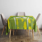 Cricket Australian Tablecloth Map Silhouette With Green And Gold Geometric Pattern