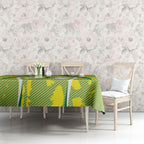 Cricket Australian Tablecloth Map Silhouette With Green And Gold Geometric Pattern