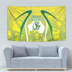 Cricket Australian Tapestry Map Silhouette With Green And Gold Geometric Pattern