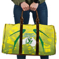 Cricket Australian Travel Bag Map Silhouette With Green And Gold Geometric Pattern
