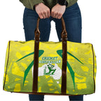 Cricket Australian Travel Bag Map Silhouette With Green And Gold Geometric Pattern