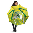 Cricket Australian Umbrella Map Silhouette With Green And Gold Geometric Pattern