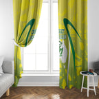 Cricket Australian Window Curtain Map Silhouette With Green And Gold Geometric Pattern