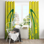 Cricket Australian Window Curtain Map Silhouette With Green And Gold Geometric Pattern
