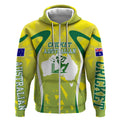 Cricket Australian Zip Hoodie Map Silhouette With Green And Gold Geometric Pattern